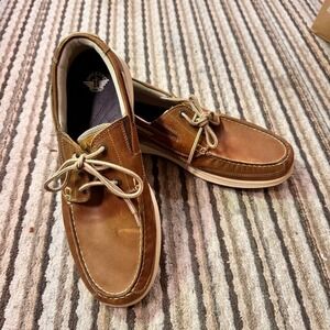 Dockers Mens Brown Leather Lace Up Boat Shoes Comfort Size 13
